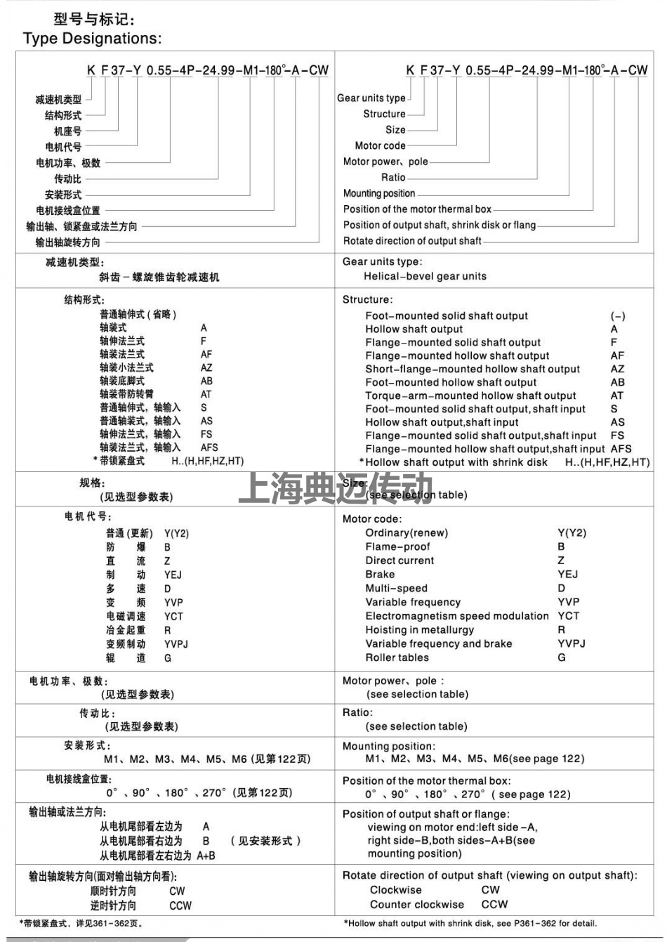 K系列螺旋锥齿轮减速机型号含义